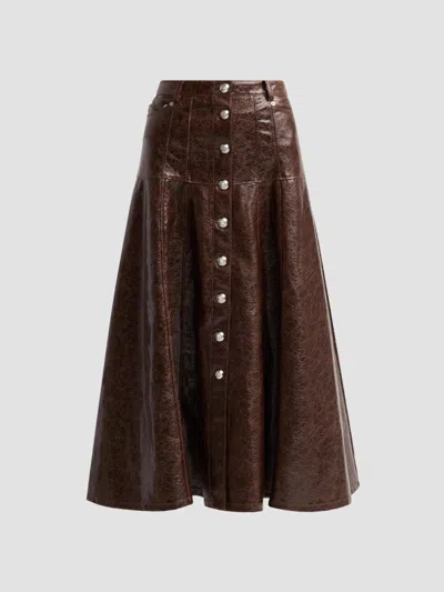 Cinq À Sept Women's Veena Faux-leather A-line Midi Skirt In Brown