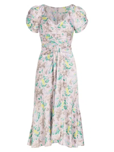 Cinq À Sept Women's Walker Floral Ruched Midi-dress In Pastel Multi