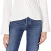 CINQ À SEPT WOMEN'S WHITE LONG SLEEVE V-NECK CINCH MCKENNA TOP