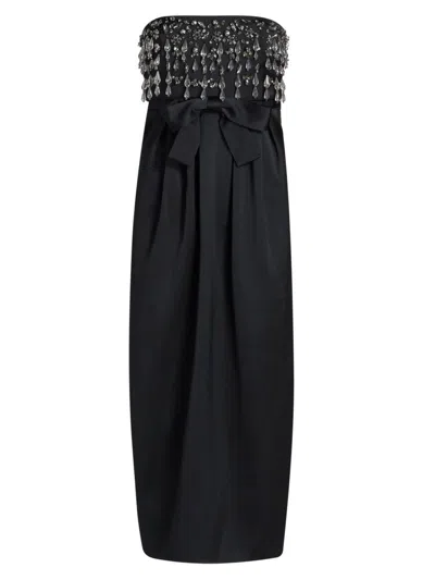 Cinq À Sept Cinq A Sept Layered Gemstone Midi Dress In Black