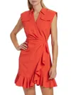 Cinq À Sept Zenni Sleeveless Mini Shirtdress In Deep Tangelo