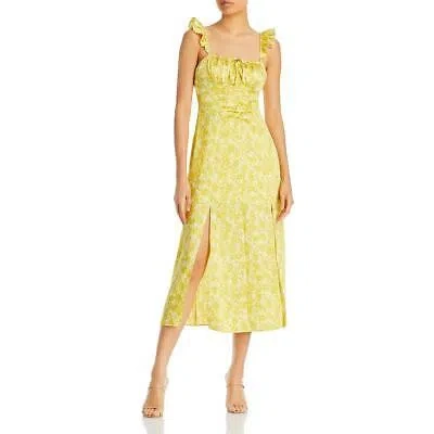 Pre-owned Cinq À Sept Cinq A Sept Womens Milicent Yellow Floral Printed Casual Midi Dress 0 Bhfo 9850