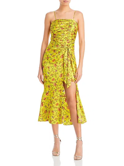 Cinq À Sept Womens Open Chest Floral Midi Dress In Yellow