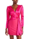 Cinq À Sept Layne Long Sleeve Satin Faux Wrap Minidress In Multi