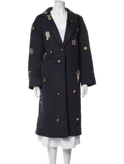 Pre-owned Cinq À Sept Wool Coat In Blue