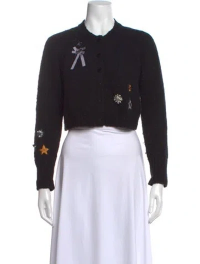 Pre-owned Cinq À Sept Wool Crew Neck Sweater In Black