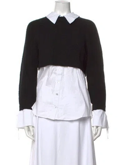 Pre-owned Cinq À Sept Wool Crew Neck Sweater In Black