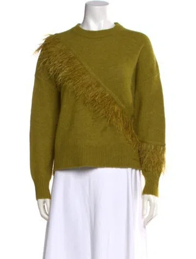 Pre-owned Cinq À Sept Wool Crew Neck Sweater In Green