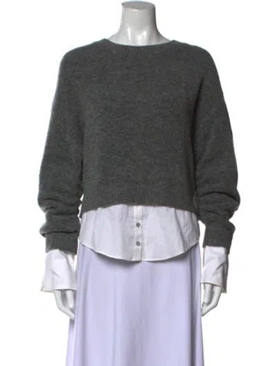 Pre-owned Cinq À Sept Wool Crew Neck Sweater In Grey