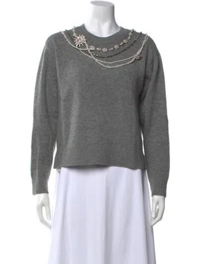 Pre-owned Cinq À Sept Wool Crew Neck Sweater In Grey