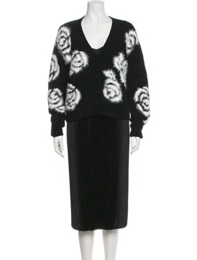 Pre-owned Cinq À Sept Wool Graphic Print Skirt Set In Black