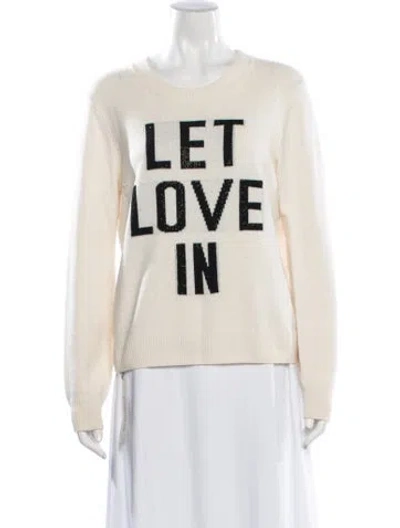 Pre-owned Cinq À Sept Wool Graphic Print Sweater In Neutrals
