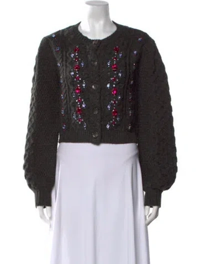 Pre-owned Cinq À Sept Wool Patterned Sweater In Grey