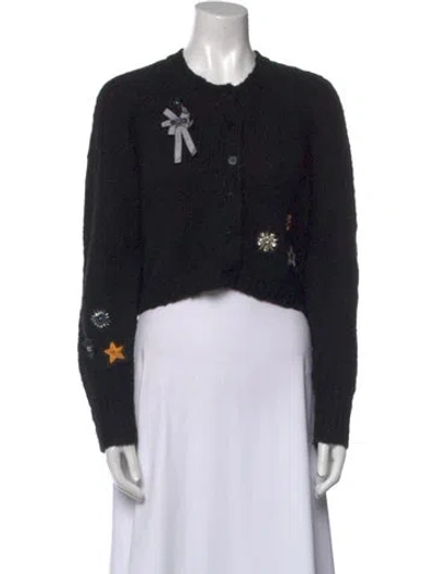 Pre-owned Cinq À Sept Wool Printed Sweater In Black