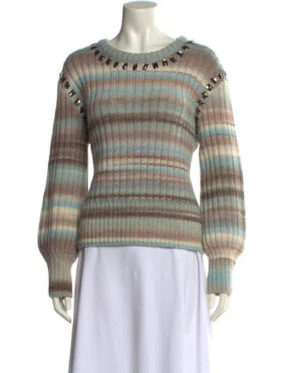 Pre-owned Cinq À Sept Wool Striped Sweater In Neutral