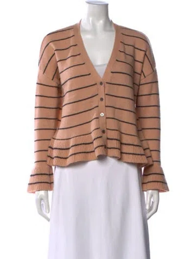 Pre-owned Cinq À Sept Wool Striped Sweater In Neutrals