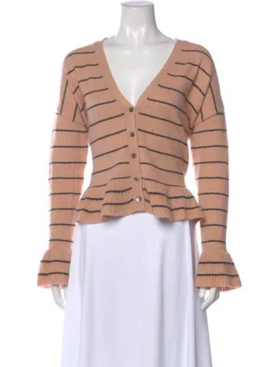 Pre-owned Cinq À Sept Wool Striped Sweater In Pink