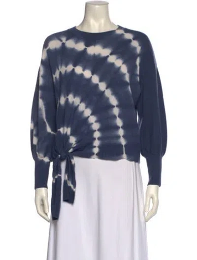 Pre-owned Cinq À Sept Wool Tie-dye Print Sweater In Blue