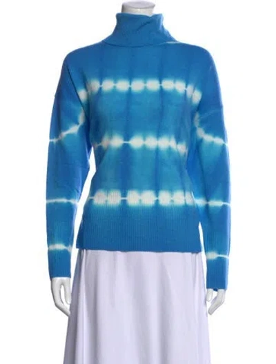 Pre-owned Cinq À Sept Wool Tie-dye Print Sweater In Blue