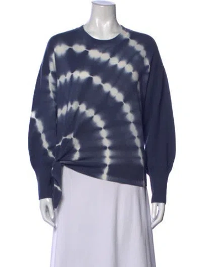Pre-owned Cinq À Sept Wool Tie-dye Print Sweater In Blue