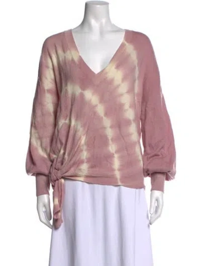 Pre-owned Cinq À Sept Wool Tie-dye Print Sweater In Pink