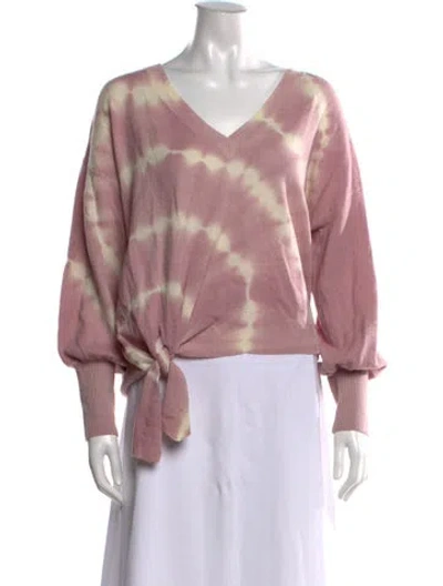 Pre-owned Cinq À Sept Wool Tie-dye Print Sweater In Purple