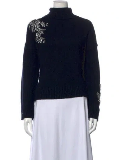 Pre-owned Cinq À Sept Wool Turtleneck Sweater In Black