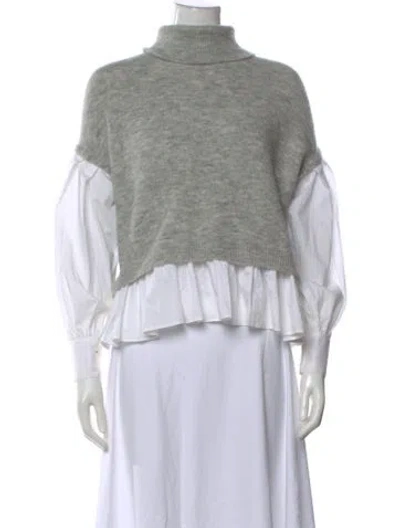 Pre-owned Cinq À Sept Wool Turtleneck Sweater In Gray