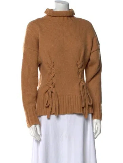 Pre-owned Cinq À Sept Wool Turtleneck Sweater In Neutral
