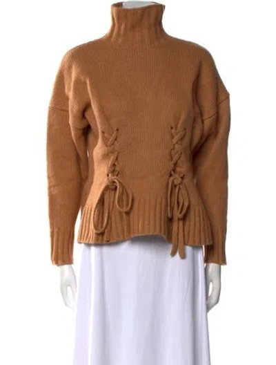 Pre-owned Cinq À Sept Wool Turtleneck Sweater In Neutral