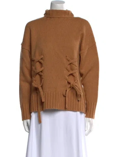 Pre-owned Cinq À Sept Wool Turtleneck Sweater In Neutral