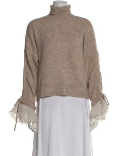 Pre-owned Cinq À Sept Wool Turtleneck Sweater In Neutral