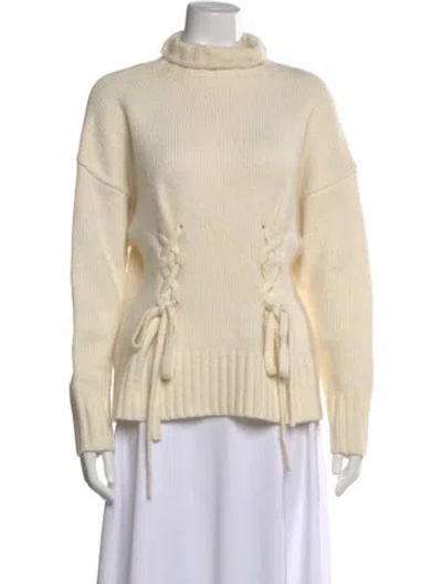 Pre-owned Cinq À Sept Wool Turtleneck Sweater In Neutral