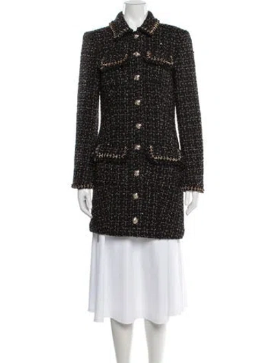 Pre-owned Cinq À Sept Wool Tweed Pattern Coat W/ Tags In Black