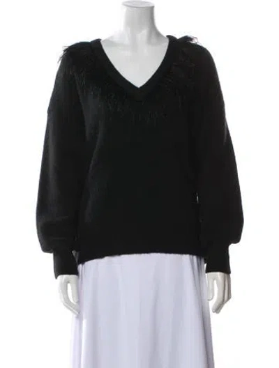 Pre-owned Cinq À Sept Wool V-neck Sweater In Black