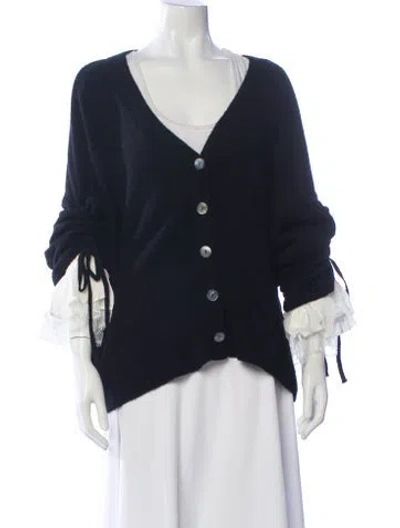 Pre-owned Cinq À Sept Wool V-neck Sweater In Black