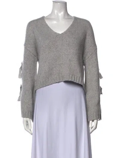 Pre-owned Cinq À Sept Wool V-neck Sweater In Grey