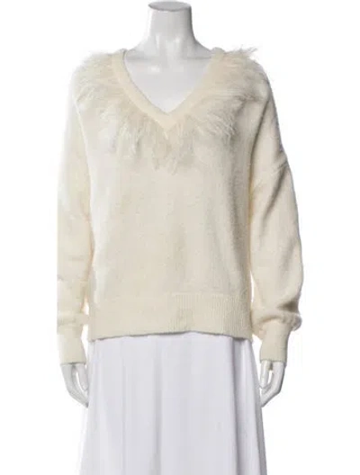 Pre-owned Cinq À Sept Wool V-neck Sweater In Neutral