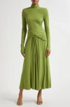 Cinq À Sept Cinq A Sept Zahara Twist Front Turtleneck Gown In Kelp Forest