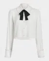 Cinq À Sept Zaida Neck-tie Cropped Button-front Shirt In White
