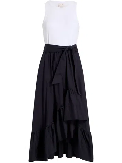 Cinq À Sept Zayla Two-tone Midi Dress In White/navy