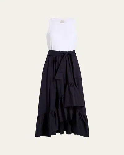 CINQ À SEPT ZAYLA TWO-TONE MIDI DRESS