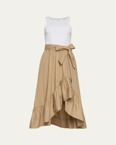 Cinq À Sept Zayla Two-tone Midi Dress In Brown