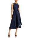 Cinq À Sept Zelda Belted Asymmetric Sleeveless Denim Midi Dress In Indigo