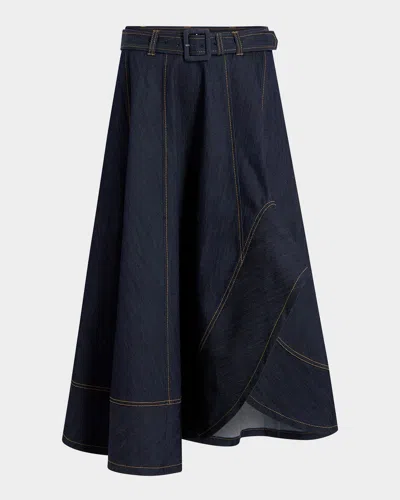 Cinq À Sept Zelda Denim Midi Skirt In Indigo