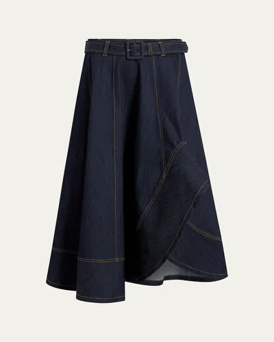 CINQ À SEPT ZELDA DENIM MIDI SKIRT