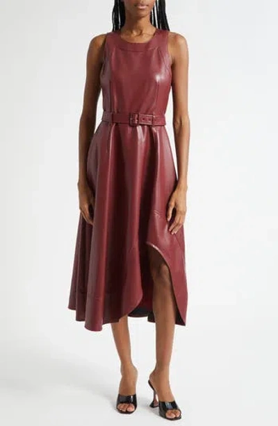Cinq À Sept Zelda Faux Leather High Low Hem Dress In Multi
