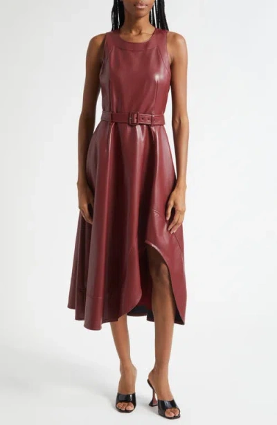 CINQ À SEPT CINQ À SEPT ZELDA FAUX LEATHER HIGH LOW HEM DRESS