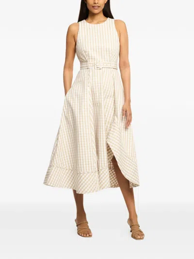 Cinq À Sept Cinq A Sept Mini Gingham Denim Zelda Dress In Neutral