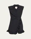 Cinq À Sept Zenni Sleeveless Mini Shirtdress In Black